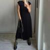 Women's Summer Sleeveless Midi Dress Pleated A Line Casual Crewneck Swing Dress Flowy Long Party Dress