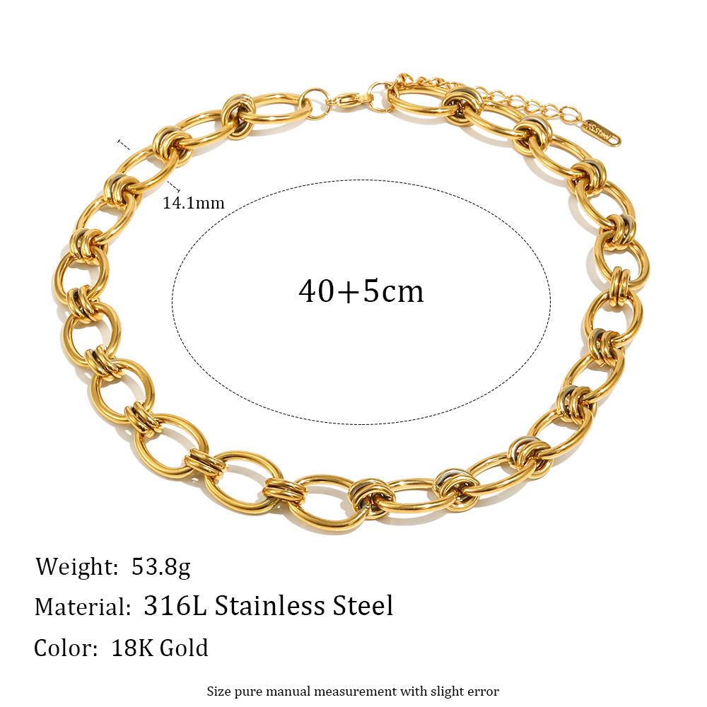 MamacitaSlay 316L Stainless Steel Geometric Bracelet Necklace 18K Gold Plated Waterproof Jewelry Set Women's Unique Accessories