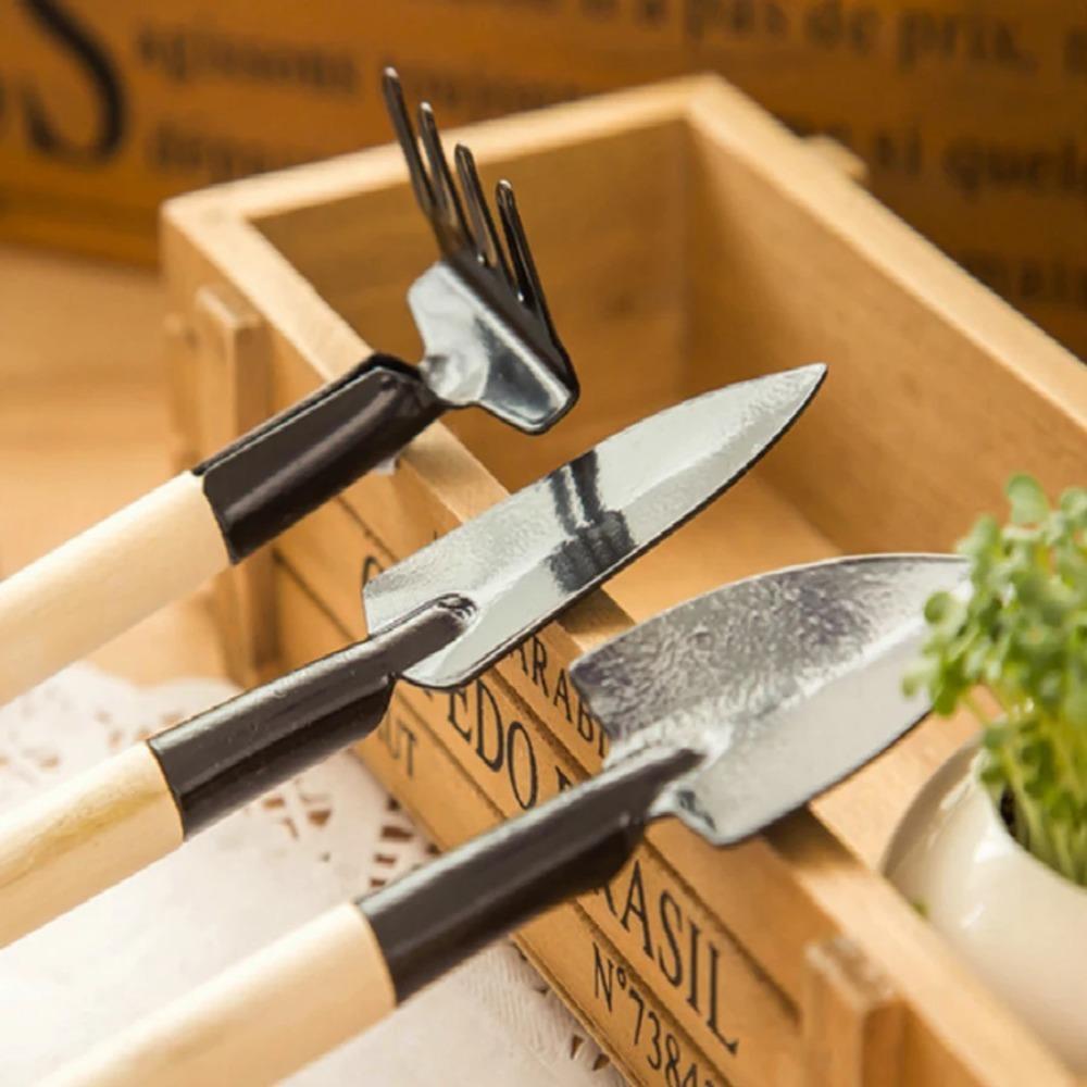 3Pcs/set Hand Shovel Gardening Trowel Set Wood Handle Heavy Duty Garden Tools for Soil Planting And Transplanting
