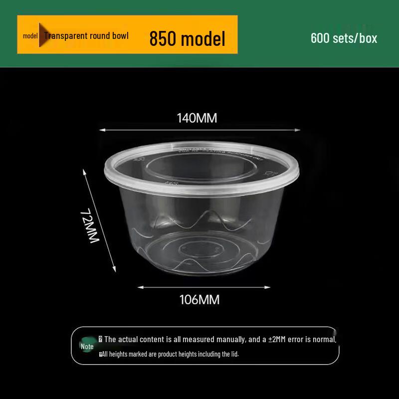Disposable Transparent Plastic Round Food Containers with Lids