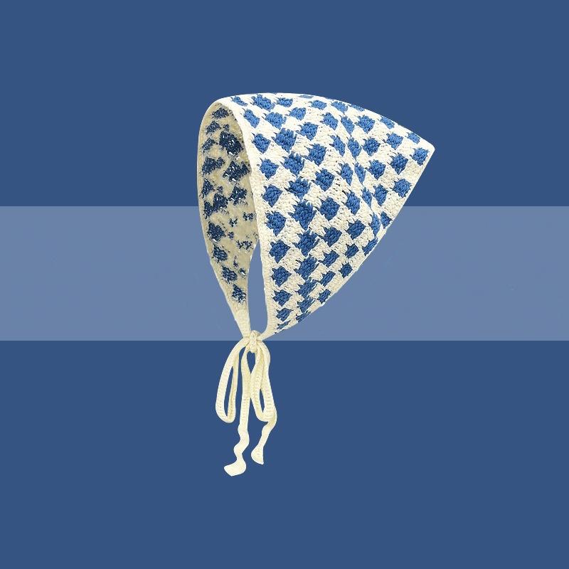 Korean Sweet Heart Hair Scarf Handmade Crochet Hollow Triangle Headband Towel Sweet Cute Strap Hair Bag Headscarf Hat