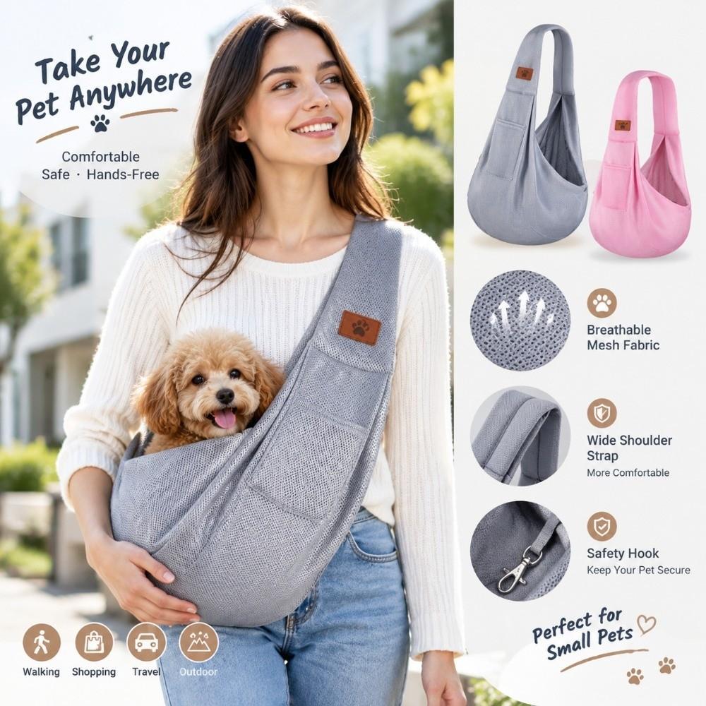 Front Pocket Cat Carrier Bag Large Capacity Shoulder Sling Bag Portable Pet Crossbody Bag Outdoor