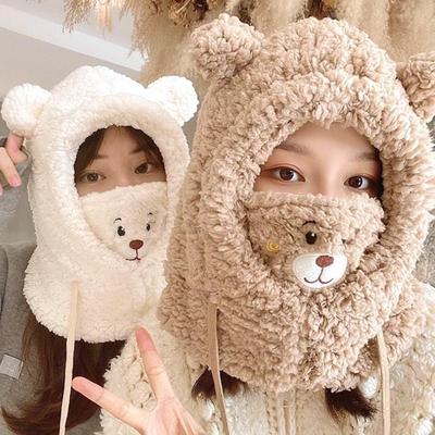 Winter Cute Bear Poggle Balaclava Hooded Neck Warmer