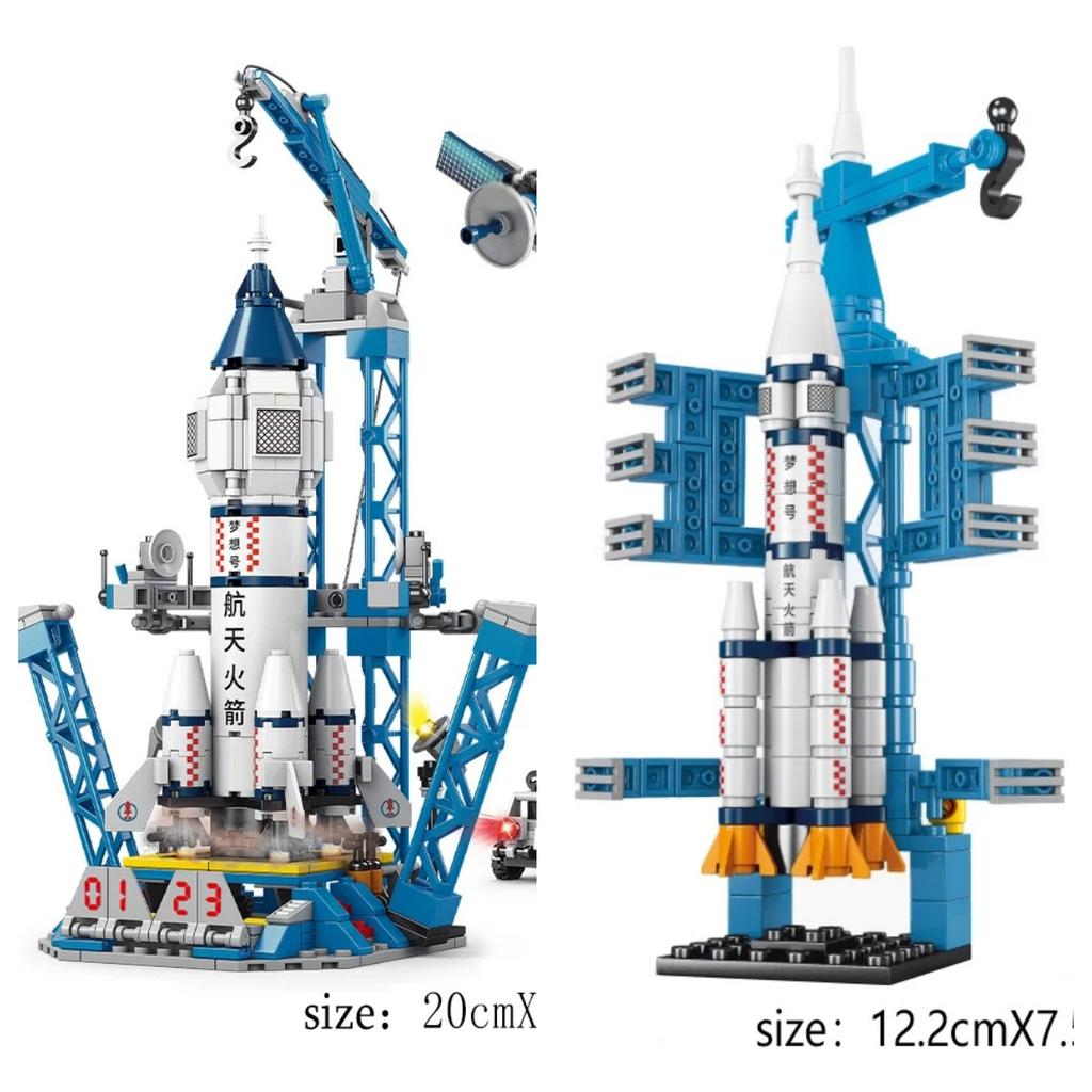 Space Rocket Launching Model Building Blocks City Aerospace Space Station Shuttle Ship Astronaut Bricks Toys Children