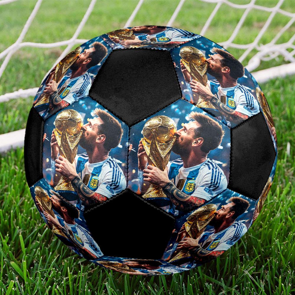 King Leo Size 5 Soccer Ball, Machine-Stitched PVC, Durable & High Bounce, All Ages Fit, Fan Merchandise, Matches & Outdoor Use.
