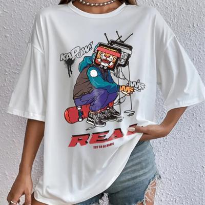 Fashion Women Personalized Cartoon Trend Print T Shirt Funny Casual O-neck Short Sleeves T-shirt Summer Female Tee Shirt