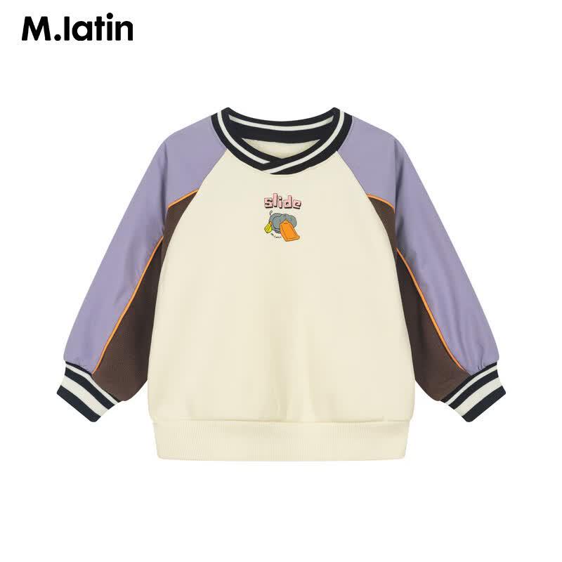 M.Latin Boys' Fleece-Lined Elephant Color Block Crewneck Sweatshirt