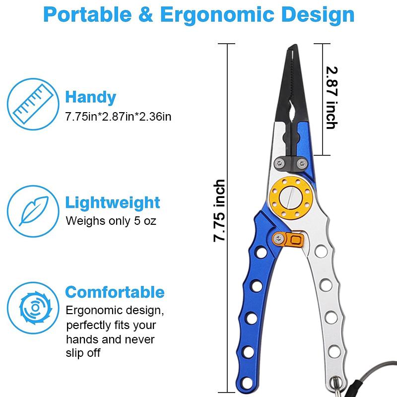 Fishing Pliers Saltwater Resistant Fishing Gear Fishing Pliers Line Cutter Hook Remover Fishing Tools Set for Fishing