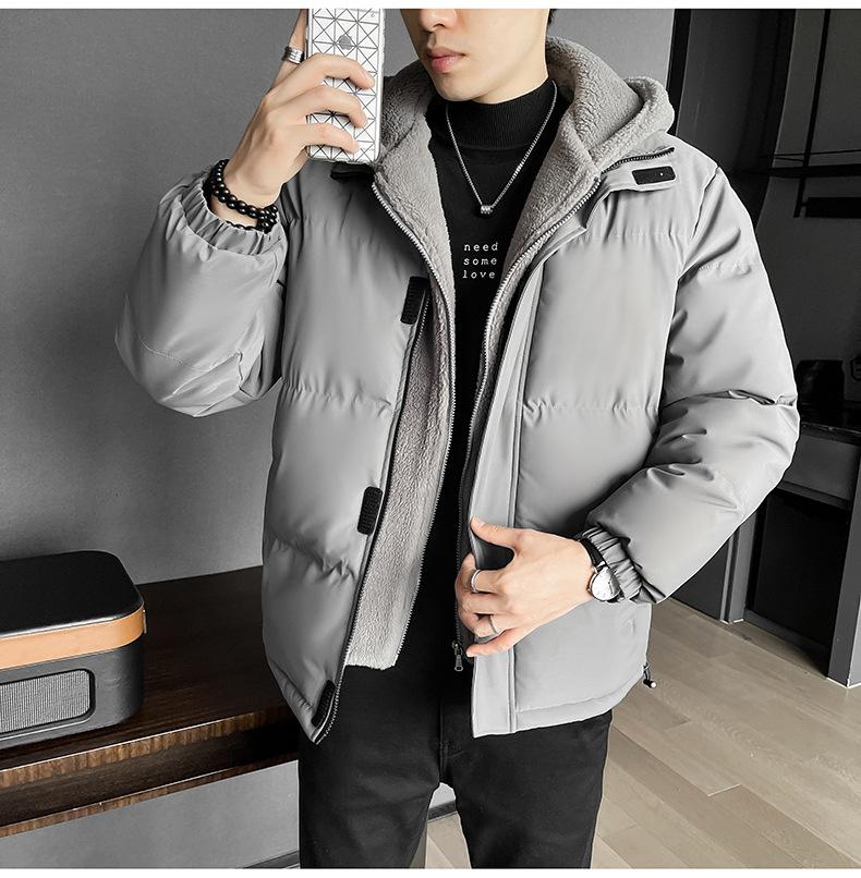 Big Yards of Men's Clothing False Two Pieces of Cotton Clothing Men's Winter Loose Thickened Rocker Velvet Cotton Jacket Hooded Cotton Coat