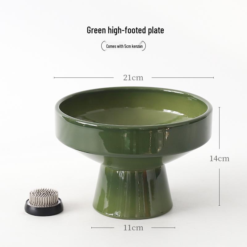 Zen Ceramic Mini High-Footed Plate for Floral Arrangements