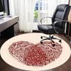 1pc Heartprint Fingerprint Office Round Area Rug,  Mat Suitable For Office, Under Office Chairs Bedroom Living Room Home Decor, Room Deco
