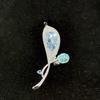 Women Brooch Blue Leaf Zinc Alloy Pin with Rhinestone Inlays Dazzling Sweater Coat Dress Badge Versatile Jewelry Accessory
