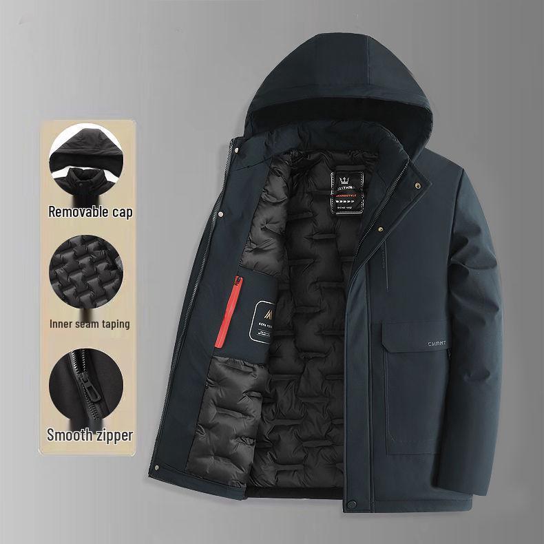2025 Autumn/Winter Men's Thick Warm Mid-Length Cotton-Padded Jacket