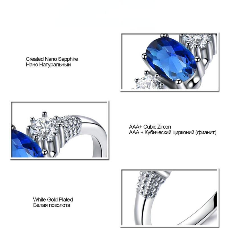 Gica Gema 925 Sterling Silver Engagement Rings For Women Princess Created Blue Sapphire Spinel Ring Brand Fine Jewelry Gift
