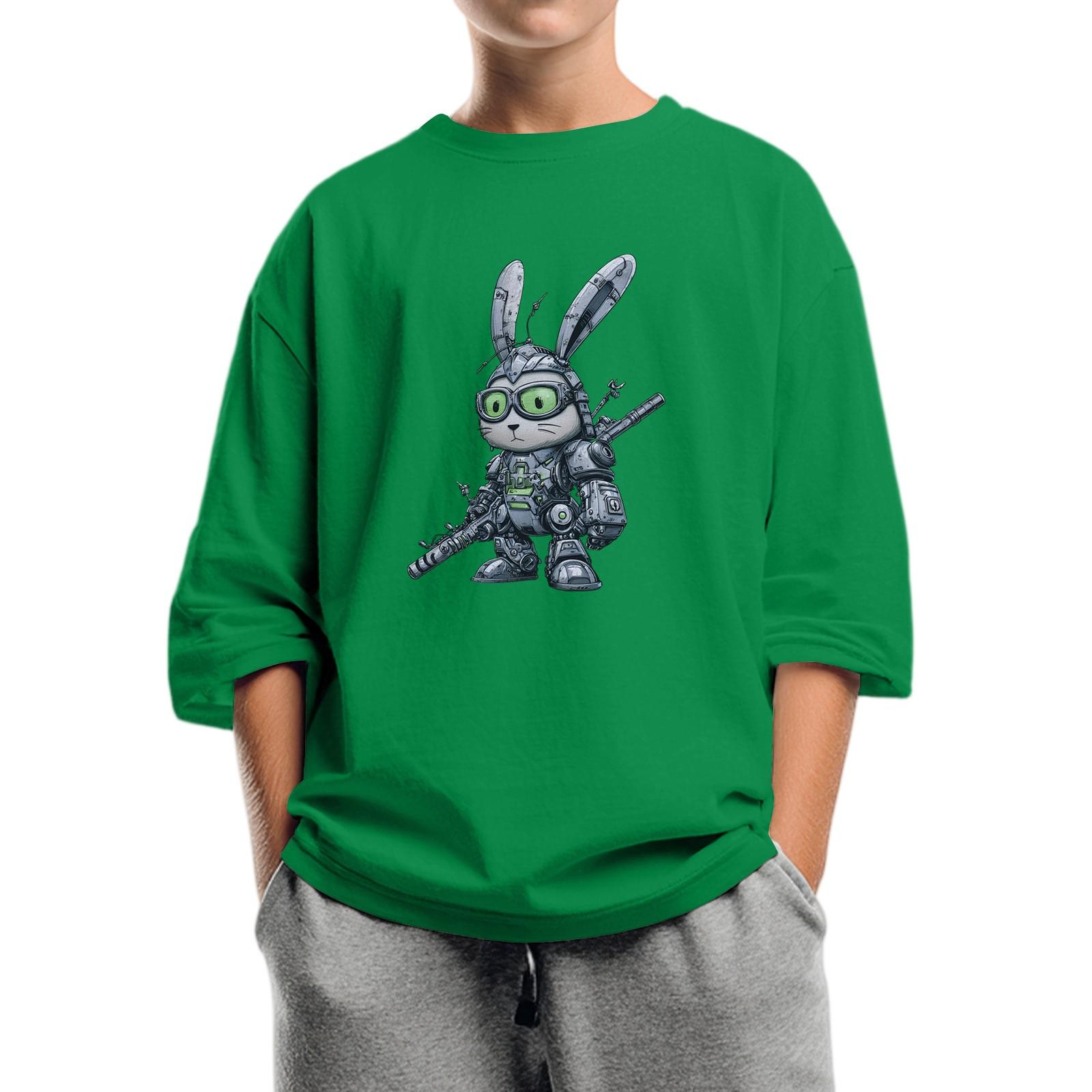 

Детская мода Принтованный топ с круглым вырезом и рукавом семь восьмых Повседневная футболка 140 зелёный