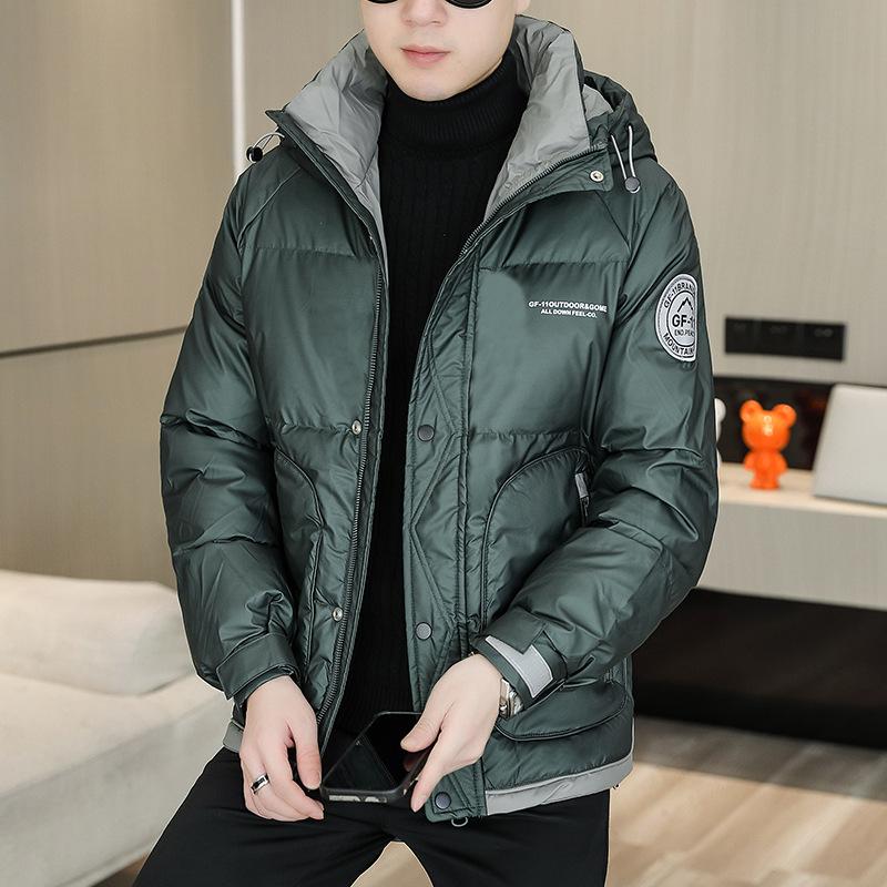

2025 зимняя защита от холода повседневная ветрозащитная мужская мода воротник-стойка утолщенная мужская одежда утолщенная теплая куртка 4XL 92600 kg зелёный