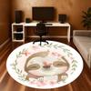 1pc Sloth Flowers Round Chair Mat Area Rug - Non-Slip, Floor Mat for Office, Bedroom, and Indoor Decor C1125618