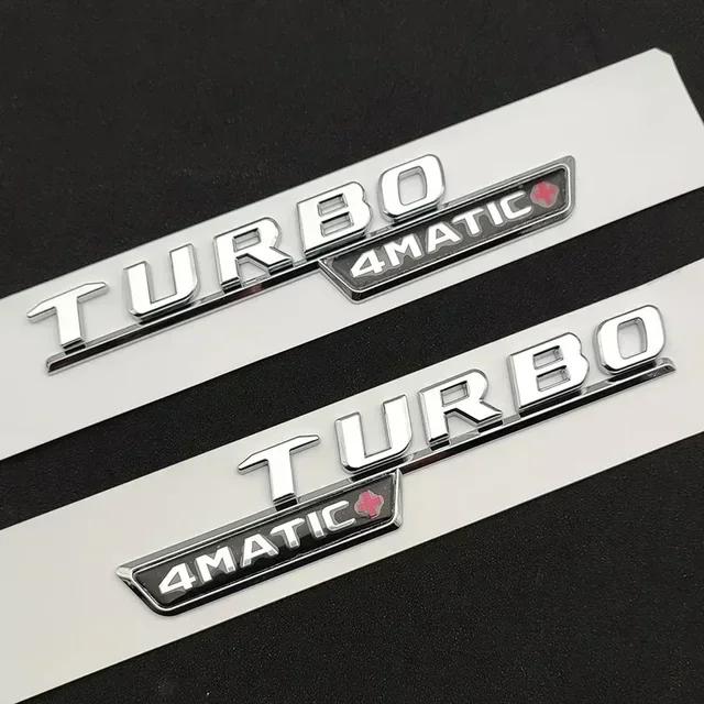 2pcs Car Letters Fender Trim Badge Turbo 4matic Plus Emblem Sticker Mercedes A45 Cla45 Amg C117 Gla45 Gle53 X247 Accessories HOT