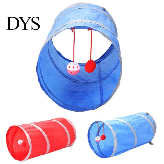 Pet Cat Kitten Tunnel Tube Toy Hide Playing Foldable House Hanging Ball Bell