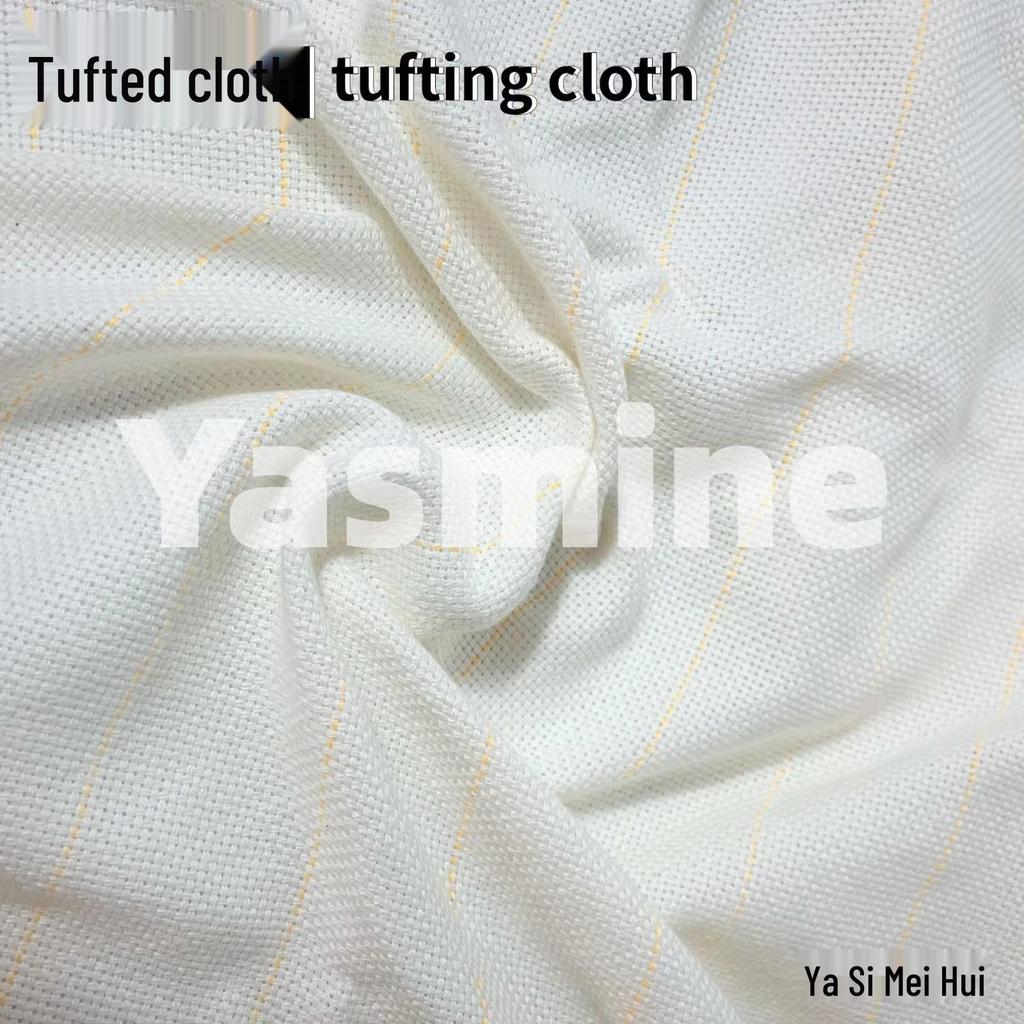 Cuttable Tufting Cloth - Multi-size Double Warp & Weft Polyester Cotton Base with Yellow Line