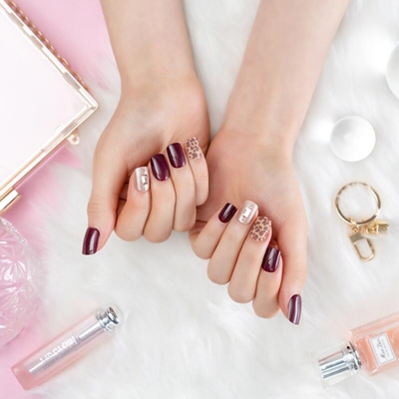 MEGA K TIPS Handmade Semi-Permanent Nail Tips Cappuccino Leopard 30tips