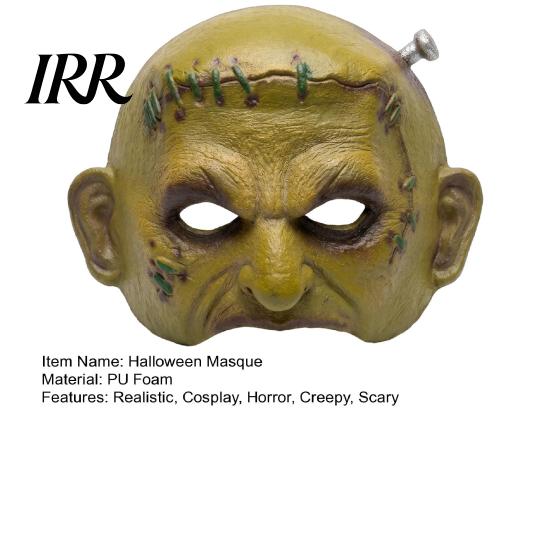 Realistic Creepy Halloween Facepiece Cosplay Masque for Adults Men Women, Authentic Retro Horror Atmosphere Green Half Face Party Distressed