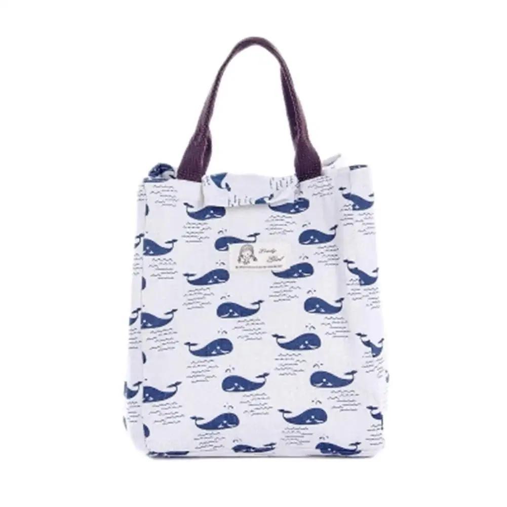 Cartoon Functional Pattern Cooler Lunch Box Bag Portable Insulated Canvas Lunch Bag Thermal Food Picnic Lunch Bags for Women Kid