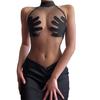 O-neck Sleeveless Hip Wrap Hand-shaped Cover Bodycon Dress Ruched See-Through Mesh Stitching Sexy Mini Dress Club Wear