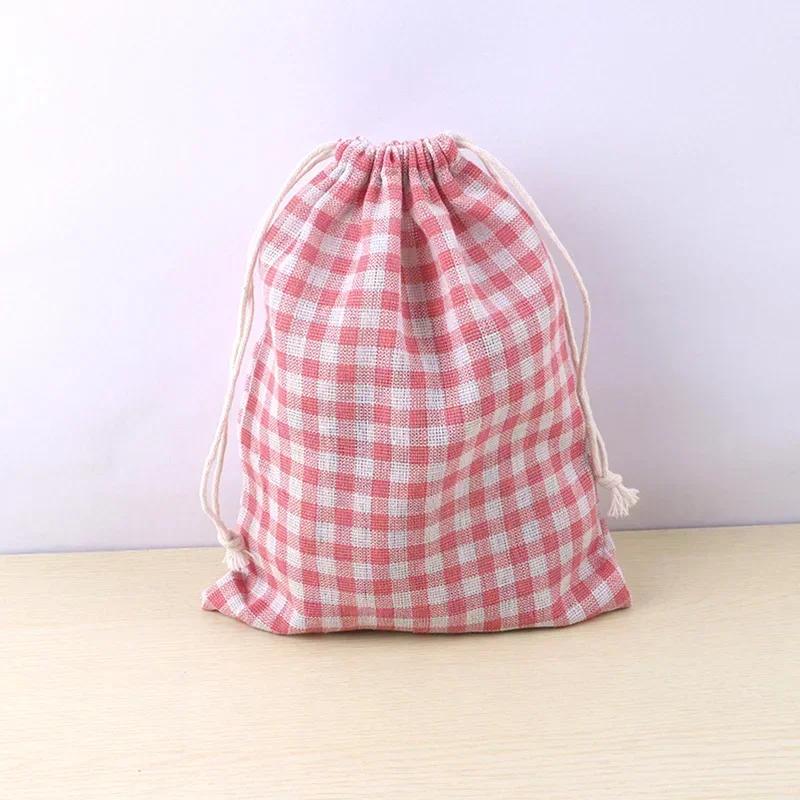 Cotton Linen Drawstring Bag Cute Cartoon Pattern Animal Plant Printed Pouch Dustproof Storage Bag Gift Packaging Bags