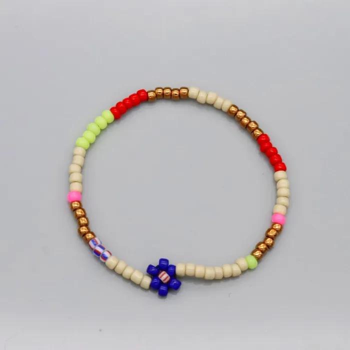 Soft Color Flower Beads Mix Bracelet Layered Flower Bead Bracelet 3 Colors