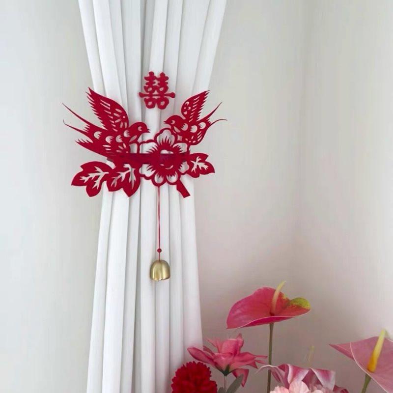 Set Perdele și Legături Dublă Fericire pentru Living sau Decor de Nuntă