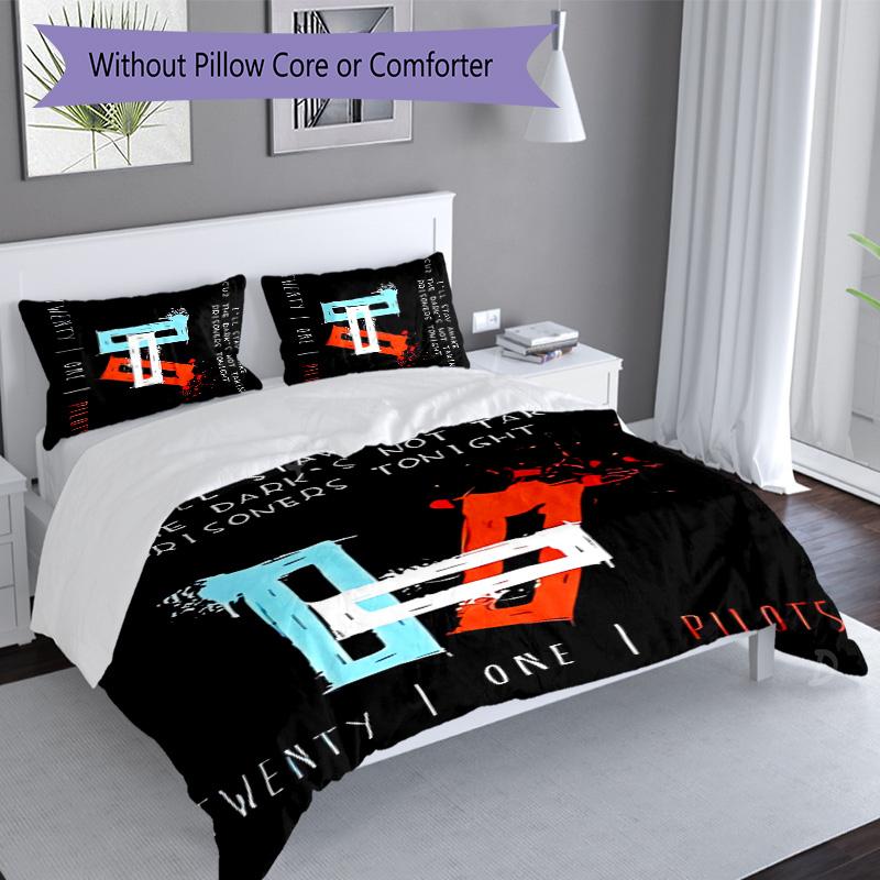3pcs Tyler Joseph and Josh Dun1 pattern bedding set duvet cover set includes duvet cover &pillowcases, perfect all season bedroom decoration & gift