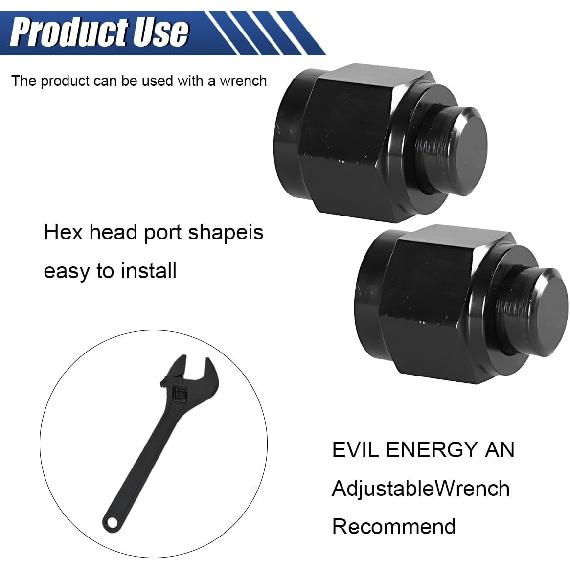 2PCS 6AN Female Flare Cap Block off Fitting Plug, Aluminum Swivel Hex Head Female Flare Cap, Fuel Oil Line Nut Port Adapter, Universal Automotive