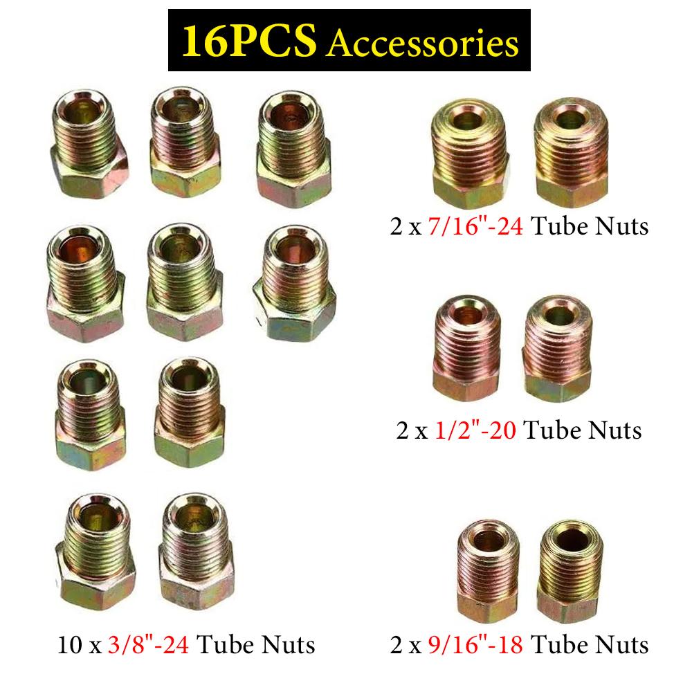 16/20PCS 25ft of 3/16" OD Copper-plated Material Brake Pipe Hose Line Piping Tube Tubing Car Roll Tube Coil With Tube Nuts