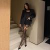 2025 Trendy Black Striped Split-Leg Anti-Snag Tights for Women