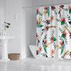 1 Piece of 180x180cm Green Leaf Pink Flower Digital Printing Shower Curtain Partition, Bathroom Waterproof and Mold Resistant