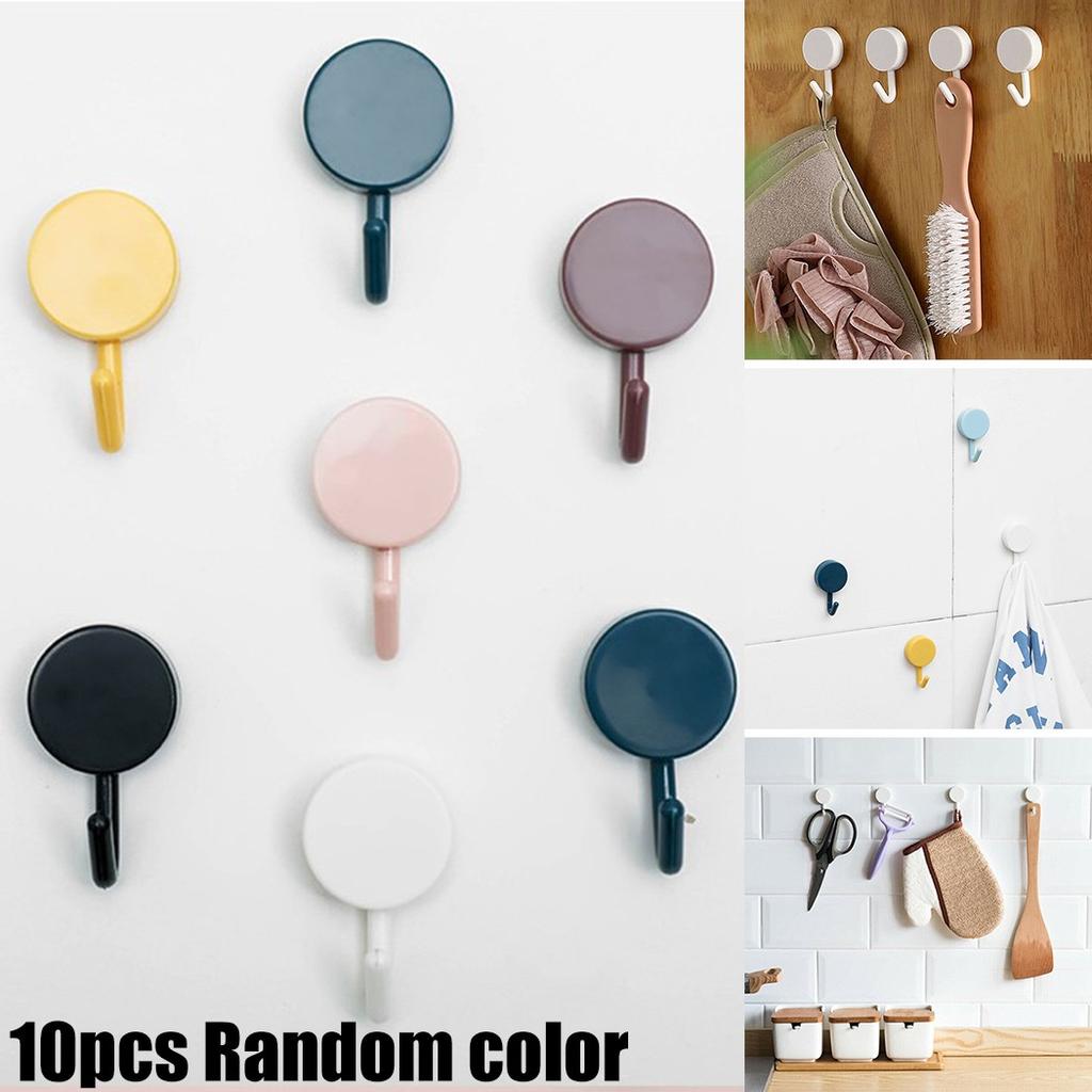10Pcs/Set Home Plastic Self Adhesive Wall Sticky Stick Hooks Strong Small Hook 10Pcs/Set Home Plastic Self Adhesive Wall Sticky Stick Hooks Strong Small Hook