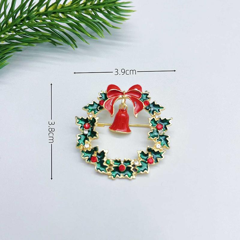 Luxury Exquisite Christmas Rhinestones Brooch Pin For Women Unisex Garland Bell Versatile Brooch Party Backpack Accessories Gift