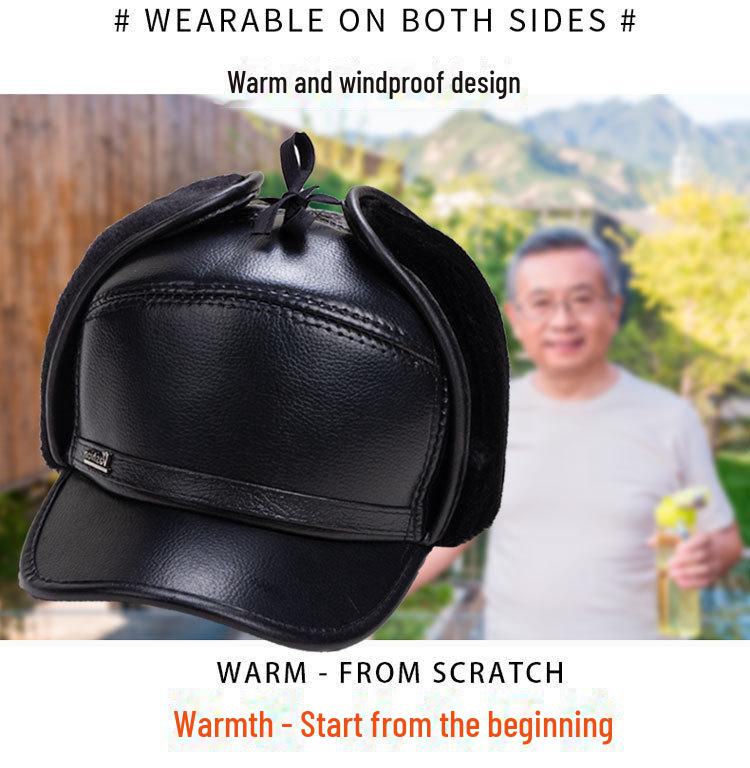 Men's Winter Velvet Hat with Ear Protection - Warm, Thick Leather Duckbill Cap