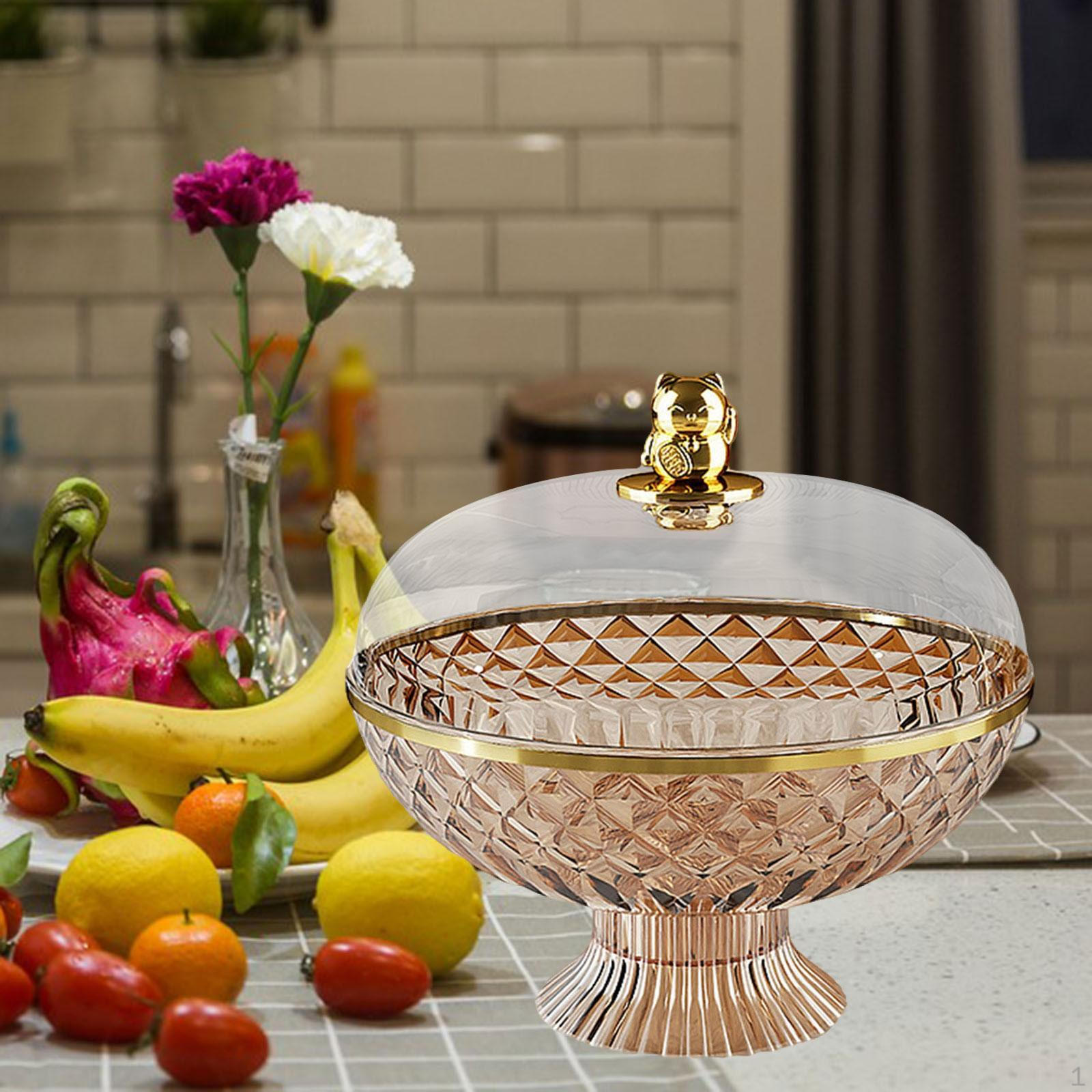 

Элегантная ваза для фруктов с прозрачной крышкой и дренажной системой янтарь