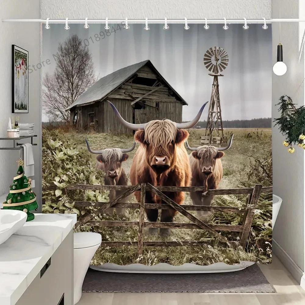 Lustiger Tier Duschvorhang Badewanne Yak Kuh Esel Dschungel Wildtiere Modern Minimalistisch Toilette Lesen Ziege Badezimmer Duschvorha