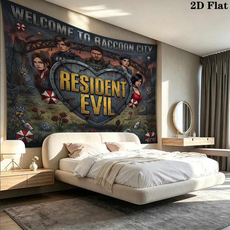 Resident Evil Wall Tapestry Aesthetic Wall Hanging Printed Fabric Blanket Decorative Tapestries For Bedroom Living Room Home Decor