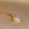 Classic Light Luxury Hammer Pattern Inlaid Full Diamond Heart-Shaped Pendant Elegant Fashion Necklace Wedding Jewelry Gift