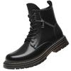 Martin Stiefel Herren Winter Samt Thermische Lederstiefel Herren Leder High-Top Lederschuhe Lokomotivstiefel Reißverschluss Baumwollstiefel Herren