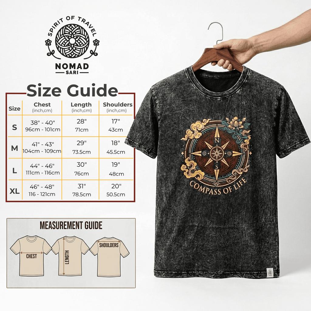 Nomad Sari Stonewashed Cotton T-Shirt - Stay Wild Moon Child - Blue - XL