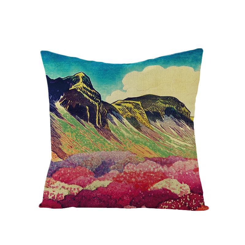 Home Landscape Polyester Pillowcase Home Digital Printing Sofa Cushion Waist Pillowcase