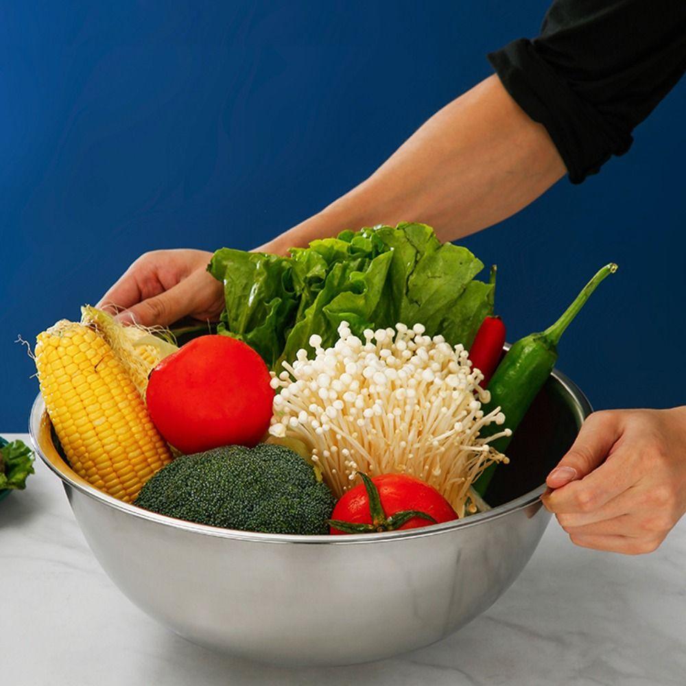 Stainless Steel Soup Bowl 12/14/16/18/20/22/24cm Mixing Basin Salad Mixing Bowls