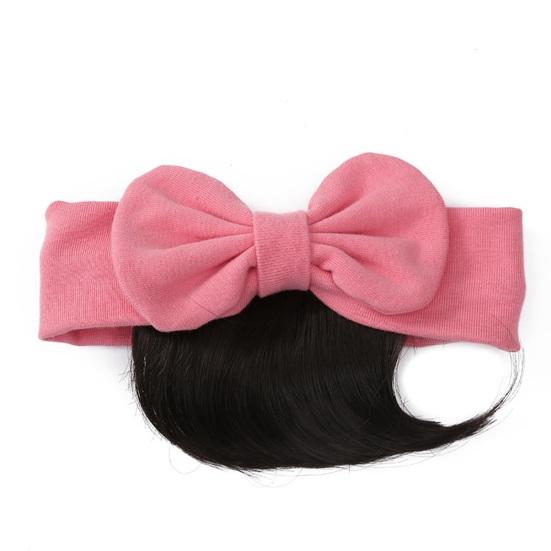 Baby Wig Headband with Bowknot Bangs Decor Elastic Cotton Hair Band Comfortable Hairpiece Baby Girls Hair Accessories