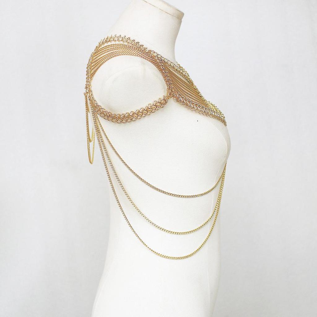 Collana Catena Corpo con Nappe Multi-strato Esagerata per Donna – Accessori per Feste e Bikini
