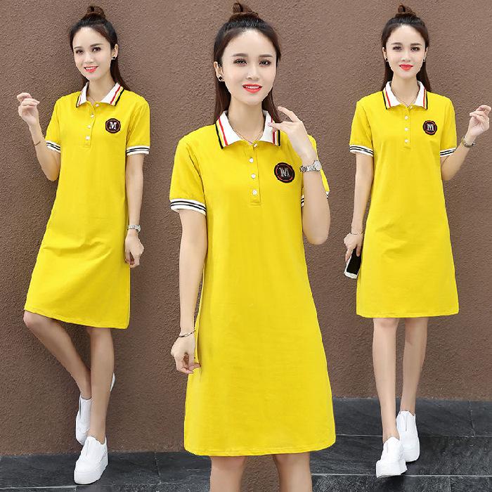 

Women s Summer 2024 Korean-Style Slim-Fit A-Line T-Shirt Dress M жовтий